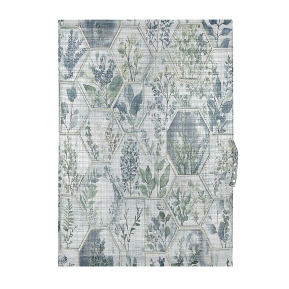 Hexagonal Botanical Tiles Door Curtain 25x40in Privacy Mesh with UV Protection Tie Back Rod Pockets