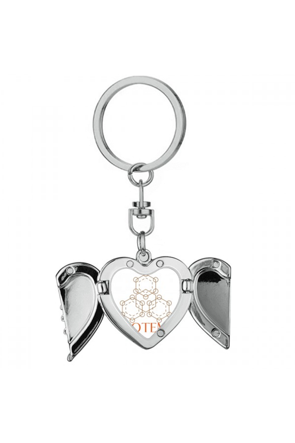 Hexagonal Composite Center Point Heart Angel Wing Key Chain Holder