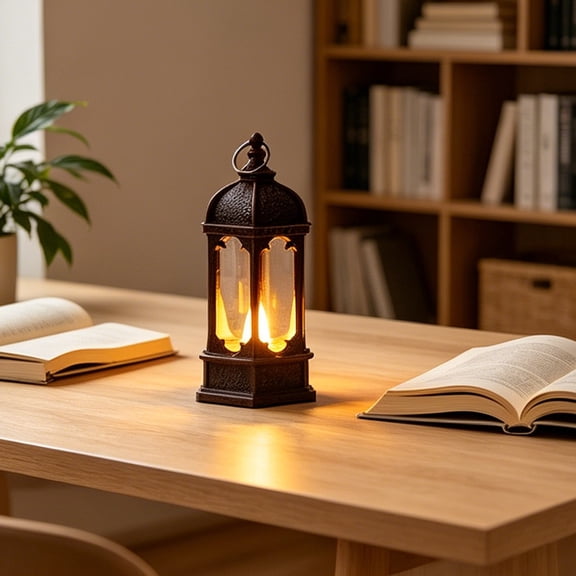 Hexagonal Electronic Lantern with LED Candle, Red Lanterns Decorative for Halloween Decorations,Christmas Table Centerpiece, Flickering Candle Holders for Diwali Wedding Medieval Decor, Ornaments
