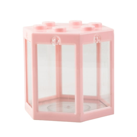 Hexagonal Fish Tank, Mini Fish Tank Row Aquarium Stackable Small Betta Fish Tank, Ant Feeding Case Mini Reptile Row Box, 4.72 x 4.13 x 4.53