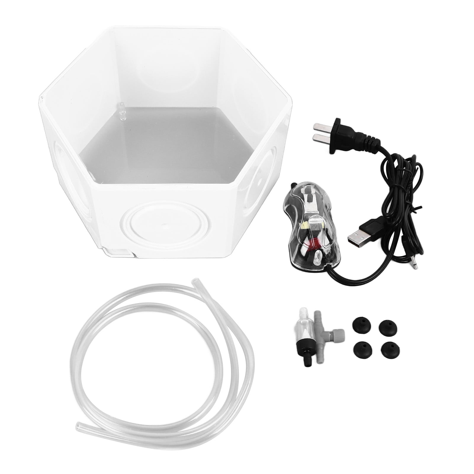 Hexagonal Fish Tank with Air Pump Transparent 1L Dazzling Light Effects ...