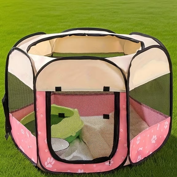 Hexagonal Foldable Pet Cage for Cats Dogs, Breathable Whelping Box
