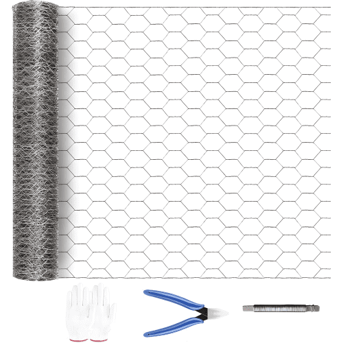 Hexagonal Galvanized Steel Mesh, 21 Gauge Garden Netting, 35" x 100 ft, Rust-Resistant, Animal Barrier for Plants, Chicken Coop, DIY Crafts & Rabbit Enclosure