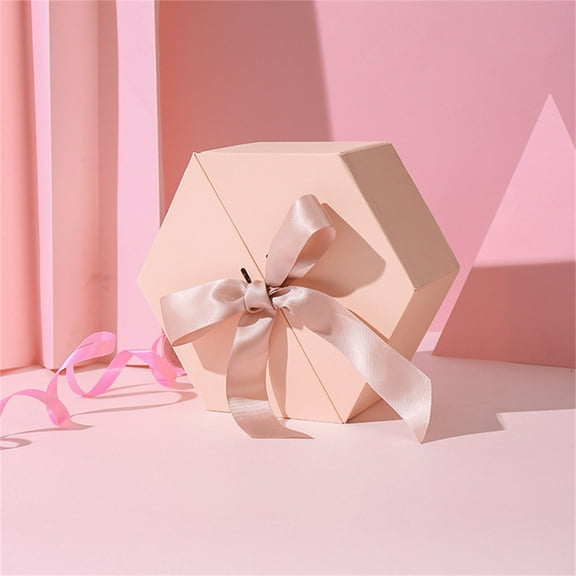 Hexagonal Gift Box, Empty Cardboard Birthday Present Packaging for Jewelry Lipstick, Heart Shape Box for Valentine's Day Mother's Day, Decorative Storage Box for Small Items