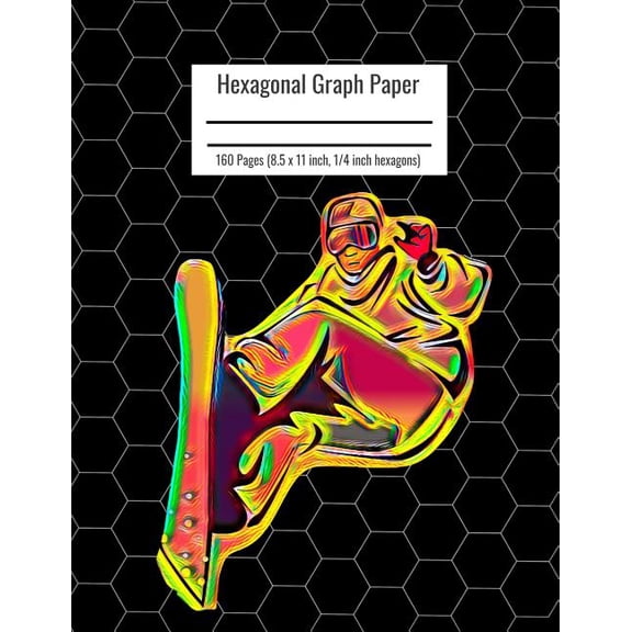Hexagonal Graph Paper : Organic Chemistry & Biochemistry Notebook, Vibrant Snowboarder Cover, 160 Pages (8.5 x 11 inch, 1/4 inch hexagons) (Paperback)