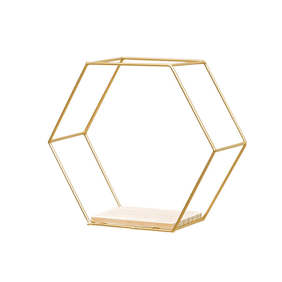 Hexagonal Grid Shelf Wall Hanging Rack Geometric Figure Home Room Decor