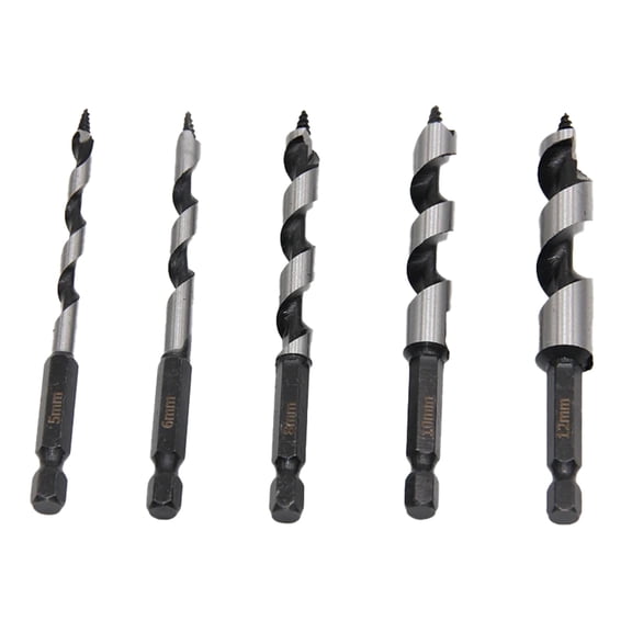 Auger Drill Bits with Nonslip Grip 5Pcs Hexagonal Handle Twist Drill Woodworking Equipment Set for Home Projects