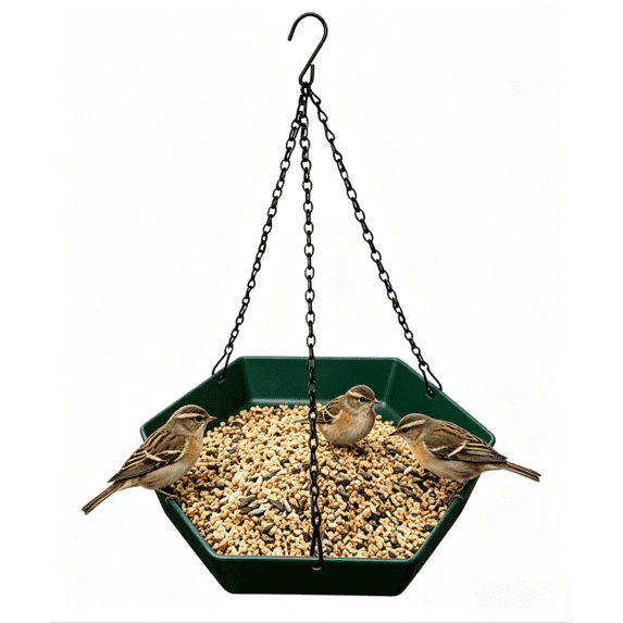 Hexagonal Hanging Hummingbird Feeder, Multiple Colors Available, 2 in 1 Outdoor Bird Water & Seed Feeding Tray for Garden Patio Backyard