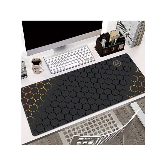 Hexagonal Honeycomb Large Desk Mouse Pad (2.95x1.31ft/90x40cm) - Non-Slip Smooth Surface Mat for Gaming, Office, Home Workspaces