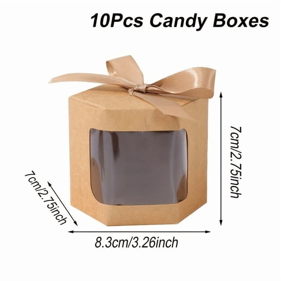 Hexagonal Kraft Paper Gift Box Set with Window - Perfect for Weddings, Birthdays, and Baby Showers