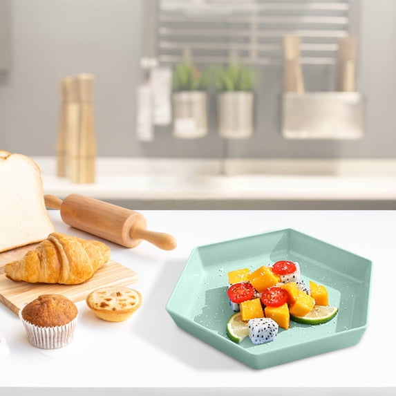 Hexagonal Large Fruit Tray Food Serving Platter with Easy-to-Clean, Durable Design, Perfect for Snacks, Fruits, and Entertaining Mint Green