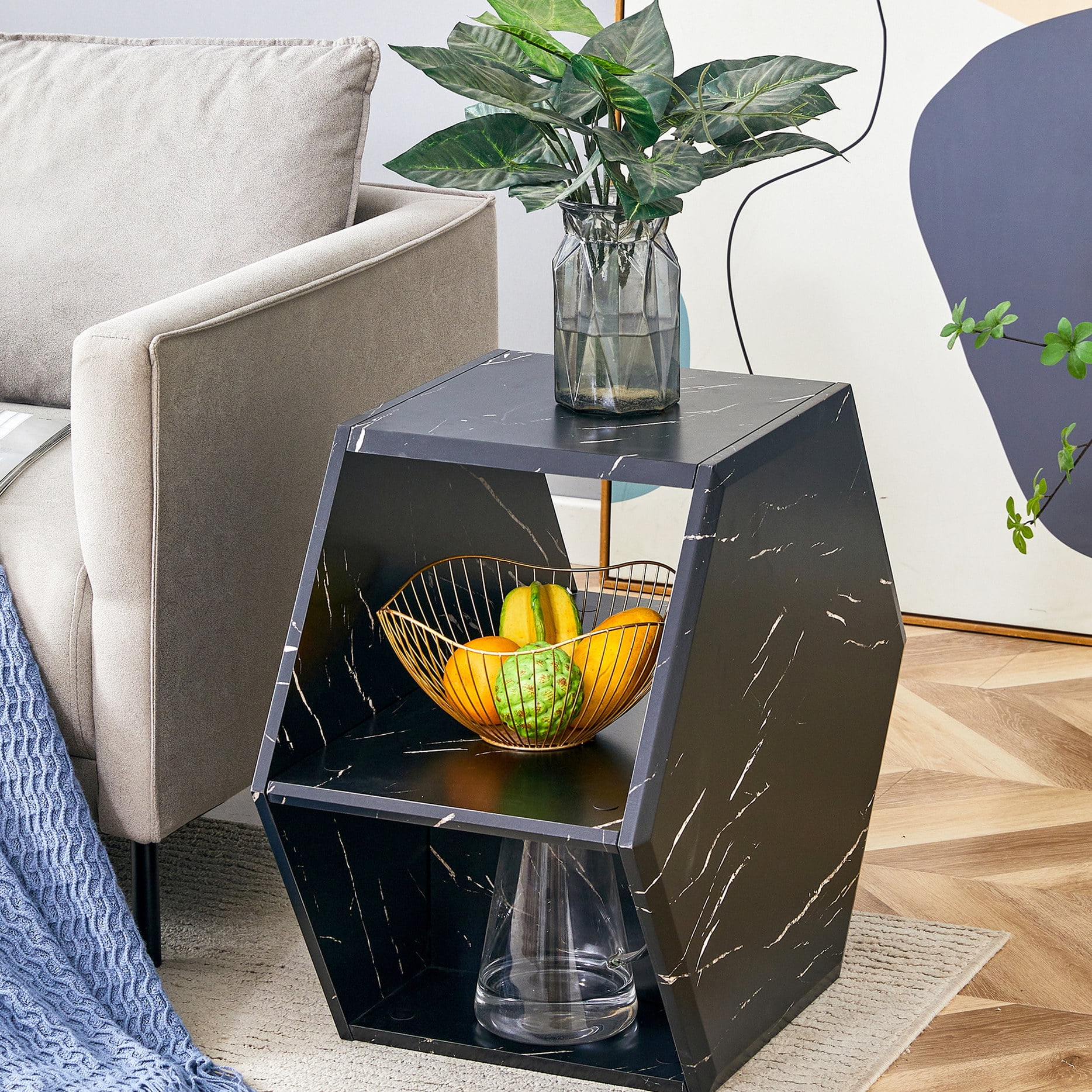 Hexagonal MDF Coffee Table | Multi - hole Storage for a Well ...