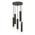thumbnail image 1 of Hexagonal Metal Frame 5 LED Light Pendant with Glass Diffuser, Black - Saltoro Sherpi, 1 of 5