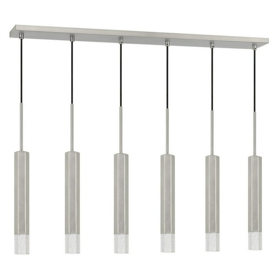 Hexagonal Metal Frame 6 LED Light Pendant with Glass Diffuser, Gray- Saltoro Sherpi