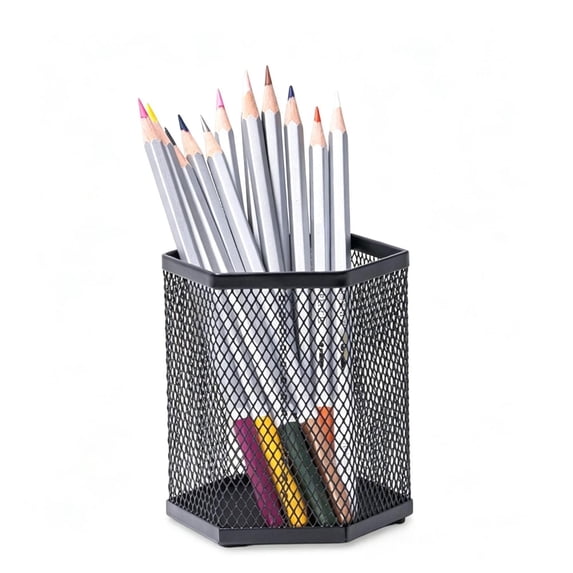Hexagonal Metal Mesh Pen Holder Desk Organizer for Office, Classroom,Dormitory, Home Supplies, Black