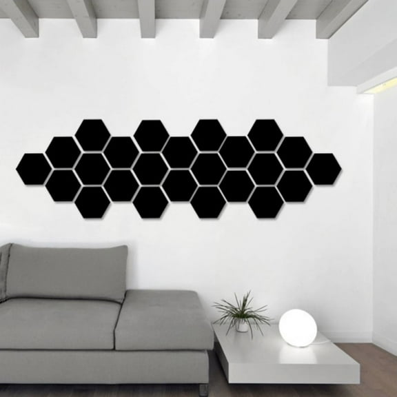 Hexagonal Mirror Sheets, Mirror Wall Stickers Non Glass Self Adhesive Mirror Tiles Wall Sticky Mirror for Bathroom, Bedroom Dresser, Home Decoration 24 Pack