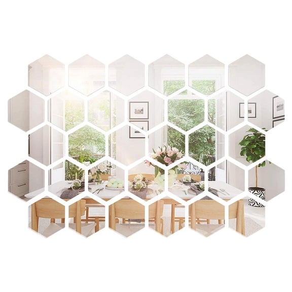 Hexagonal Mirror Wall Panels Set 32 PCS DIY Acrylic Home Wall Decoration
