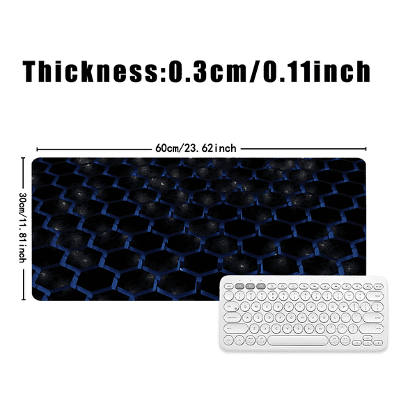 Hexagonal Pattern Mouse Pad 31.5 x 11.82 inches Dark Blue Rubber Design for Office and Gaming