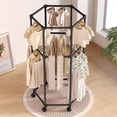 thumbnail image 1 of Hexagonal Rotating Floor Clothes Rack, Double Layer Drying Stand with Wheels, Mobile Garment Organizer for Dorm Room,Perfect for Space Saving Hanging Storage Solution, 1 of 6