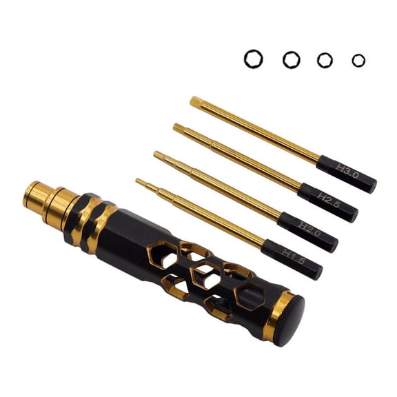 Hexagonal Screwdriver Hexagonal Screwdriver Tool Set for Rc Car Crawler Helicopter 1.5 2.0 2.5 3.0mm Black+Gold