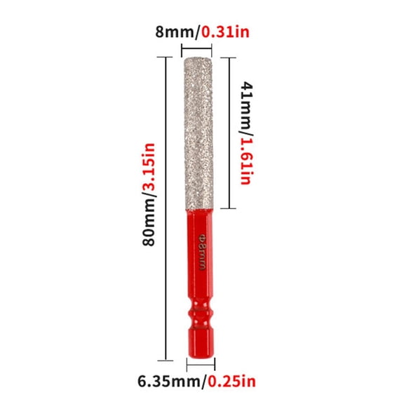 Hexagonal Shank Drill Bit Set for Dry Drilling & Light Grinding on Tiles, Glass, Porcelain, and Marble — 6mm/8mm/10mm/12mm Hole Openers with Cooling Wax Core(8mm)