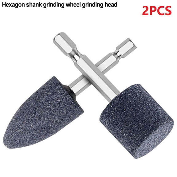 Hexagonal Shank Grinding Wheel Set for Angle Grinders Brown Corundum Cone & Cylindrical Grinding Heads, 2-Piece Kit for Metal, Wood, Ceramic, Carbide and Gemstone Work
