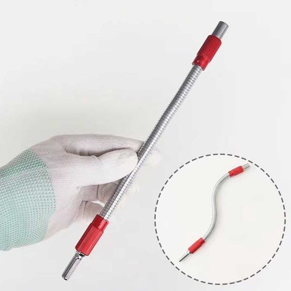 Hexagonal Shank Metal Flex Universal Extension Bit Holder 98 Inch Flexible Drill Bit Extension for Versatile Drilling Applications, 25 cm, Red