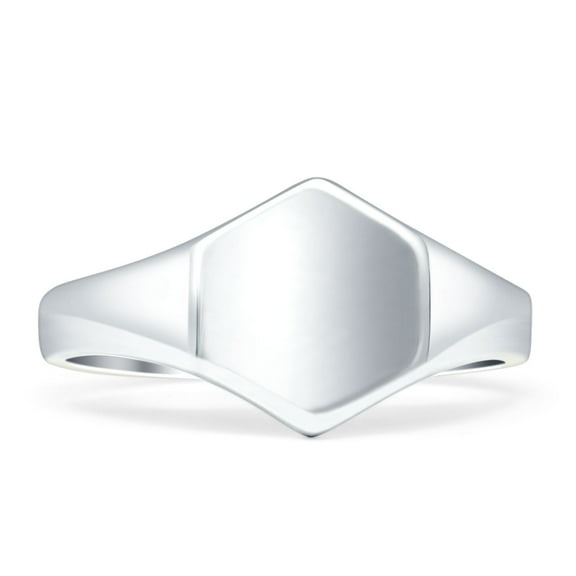 Hexagonal Signet Geometric Minimalist Ring 925 Sterling Silver Size 5