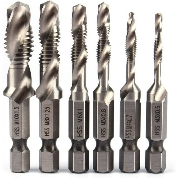 Hexagonal Handle Tap Drill Set, High Speed Steel With Thread Cutting Function, Soft Metal Processing Tool, Multifunctional Integrated Drilling, 1 Set