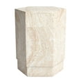 thumbnail image 1 of Hexagonal Travertine Stone Finish Italian Design MgO Side Accent Table, 1 of 12