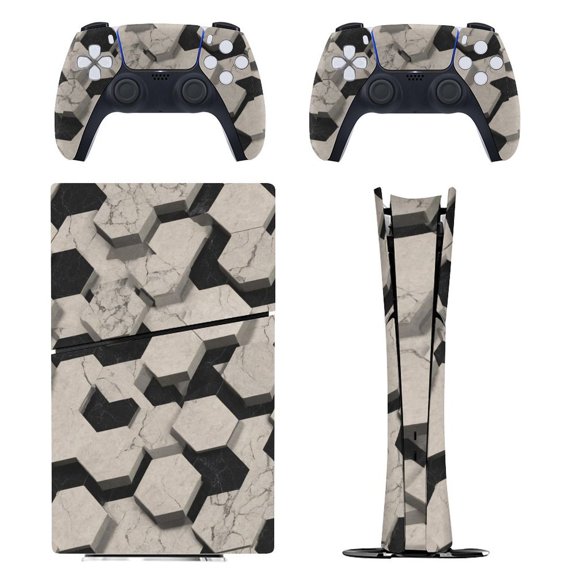 Hexagonal in 3d Console Skin Bundle for PS5 Pro Slim Disc & Digital / PS4 – Full Wrap + Dual Controller Flair
