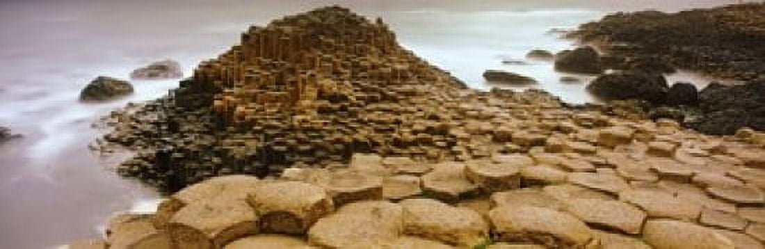 Hexagonal rock at Giants Causeway Bushmills County Antrim Northern Ireland Canvas Art - Panoramic Images (18 x 6)