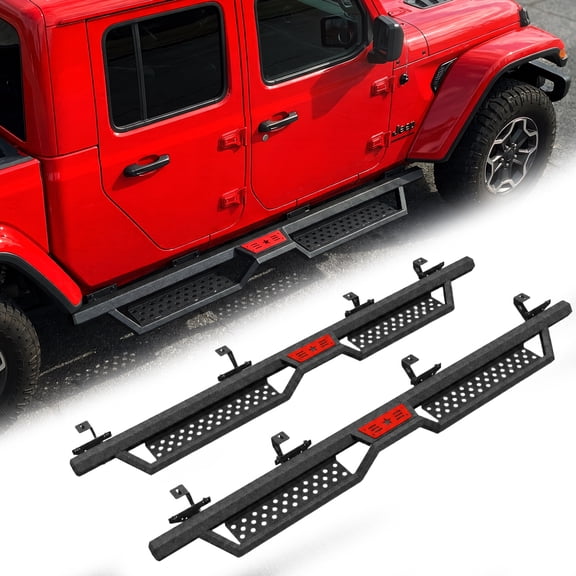 Hexagonal style Running Boards For with 2020-2026 Jeep Gladiator Jt 4 Door. Made with Carbon Steel. 6 Inch Gladiator Side Steps Step Bars Bars Bolt installation