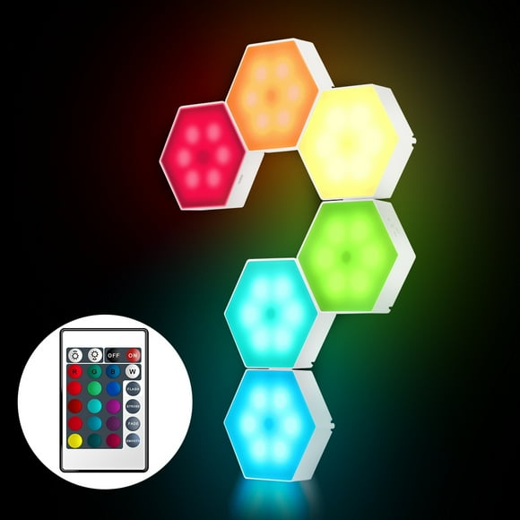 Hexagonal wall lamp smart touch sensitive LED honeycomb night light DIY modular assembly Splicing modern wall lamp home decoration (6 pieces)