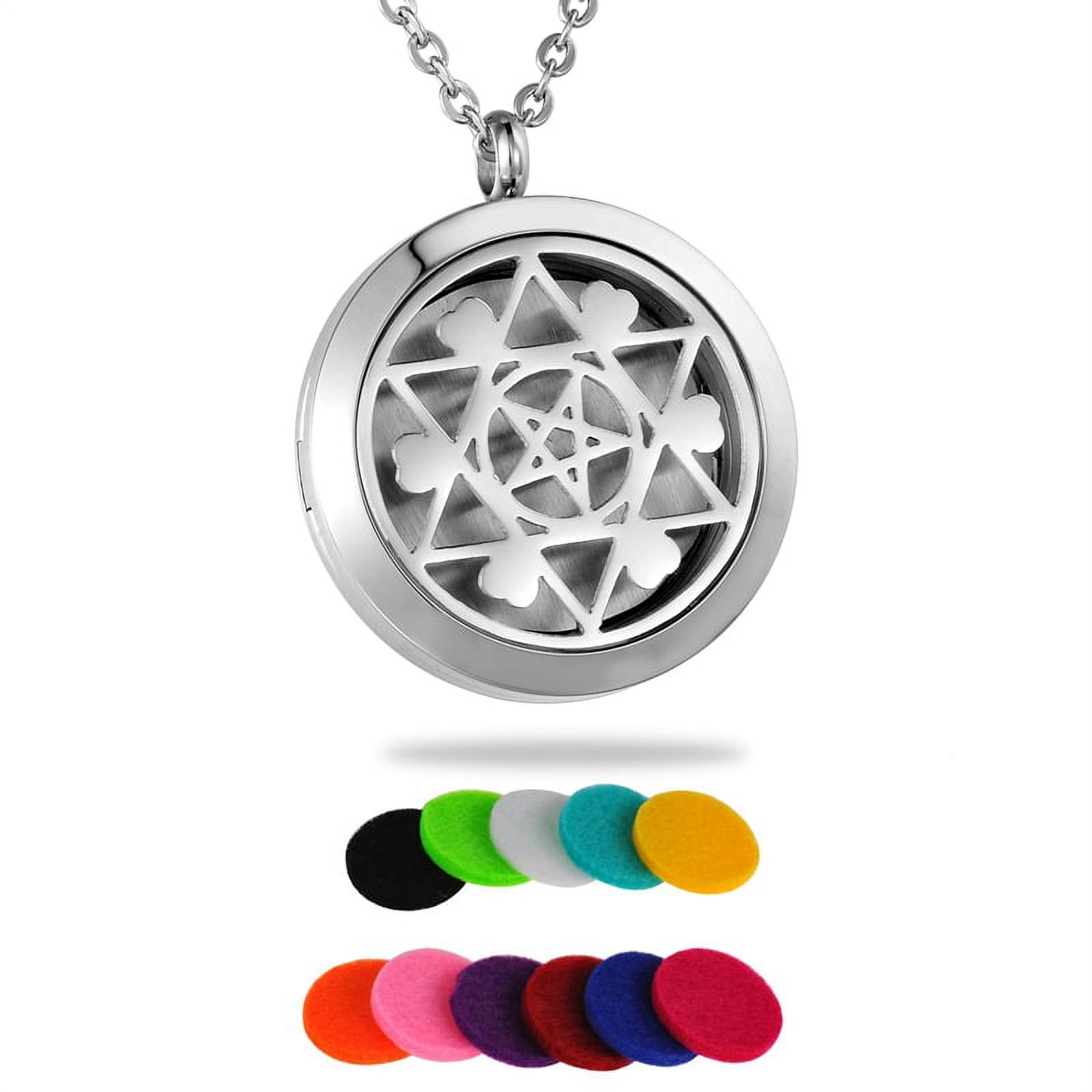AROMITA JEWELRY Hexagram Round Perfume Essential Oil Diffuser Necklace Locket Aromatherapy 30mm(1 1/8") Dia