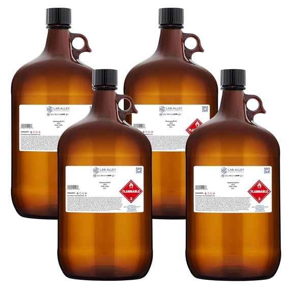 Lab Alley ACS Grade Hexanes, Great for Seed and Vegetable Oil Extraction, Cleaning, and Industrial Use, Pack of 4 x 1 Gallon Bottles