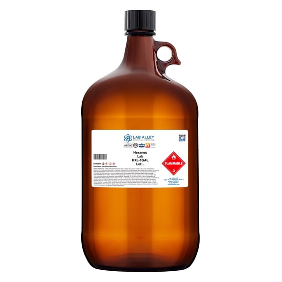 Lab Alley Hexanes Lab Grade Solvent, Non-Polar Chemical for Extractions, Sample Prep & General Laboratory Applications, 1 Gallon