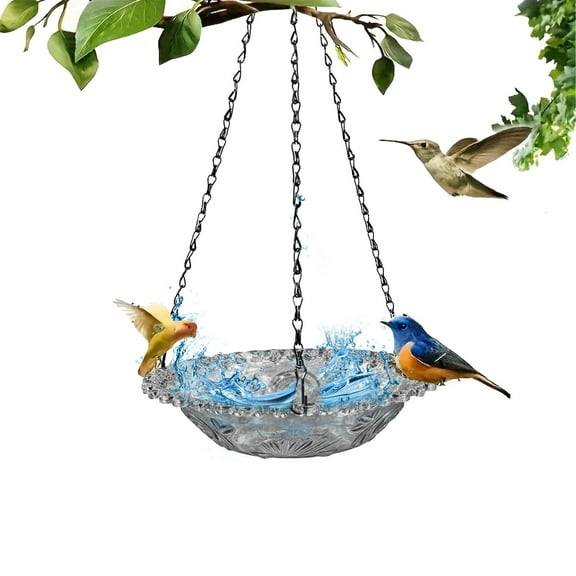 Hexang Hanging Bird Bath Plastic Bird Bath Plate Hanging Tray For Outdoors Hanging Bird Water Or Bird Seed Hanging Bird Feeder For Outdoors Bird Bath Bowl 9.25inch,Grey