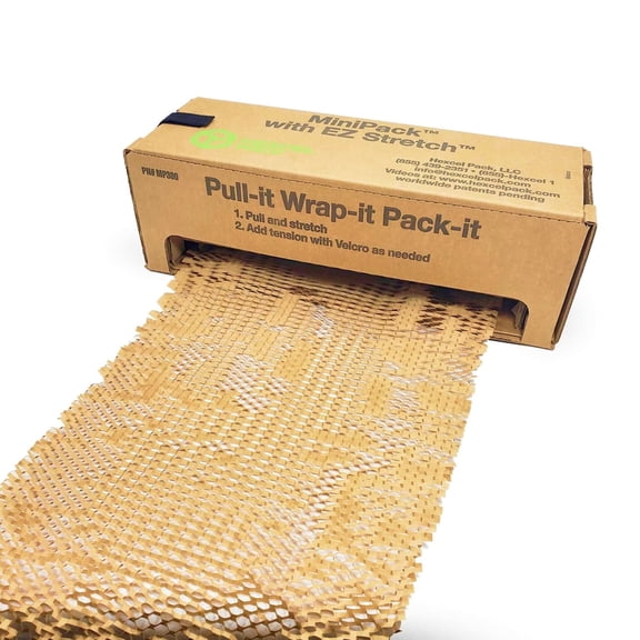 IDL Packaging Original HexcelWrap Honeycomb Packing Kraft Paper 15.25" x 300' Roll in Self-Dispensed Box, Brown
