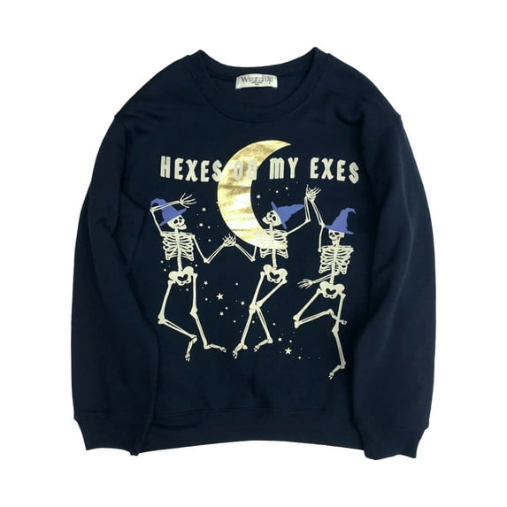 Hexes on My Exes Women's Juniors Graphic Fleece Sweatshirt with Long Sleeves, Sizes XS-XXXL