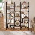thumbnail image 1 of Satifur 72" Tall Bookcase, 6 Tier Large Bookcase with Waterproof Wood Shelves, Heavy Duty Metal Frame with X-Brace, Anti-Falling Design, Vintage Industrial Storage Rack, 1 of 9