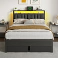 thumbnail image 1 of Satifur Full Bed Frame with Upholstered Storage Headboard & 2 Drawers, Platform Metal Bed with 2 USB Ports and Outlets, Under-bed Storage and Noise Free Design, 1 of 10