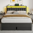 thumbnail image 1 of Tydimor Queen Bed Frame with Upholstered Storage Headboard & 2 Drawers, Platform Metal Bed with 2 USB Ports and Outlets, Under-bed Storage and Noise Free Design, 1 of 11