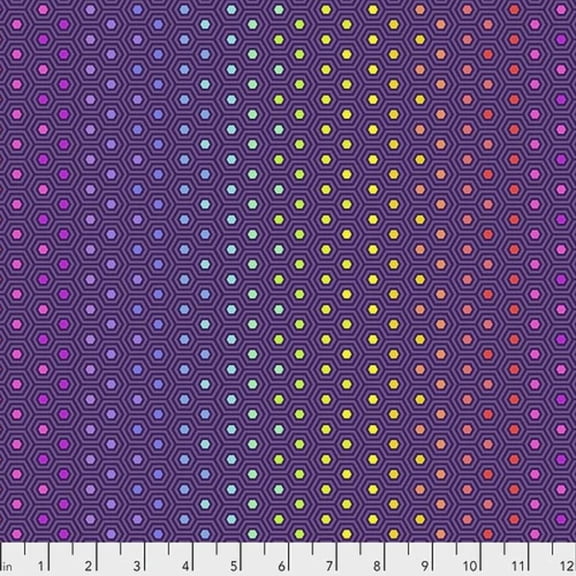 Hexy Rainbow Fabric - Starling