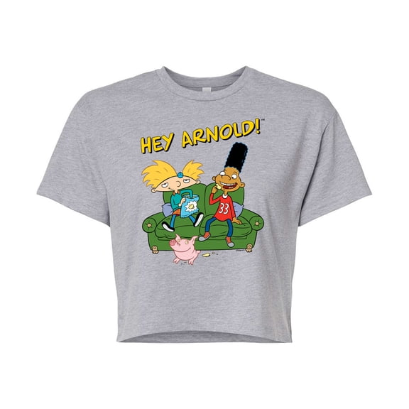 Hey Arnold! - Arnold, Gerald, and Abner - Juniors Cropped Cotton Blend T-Shirt