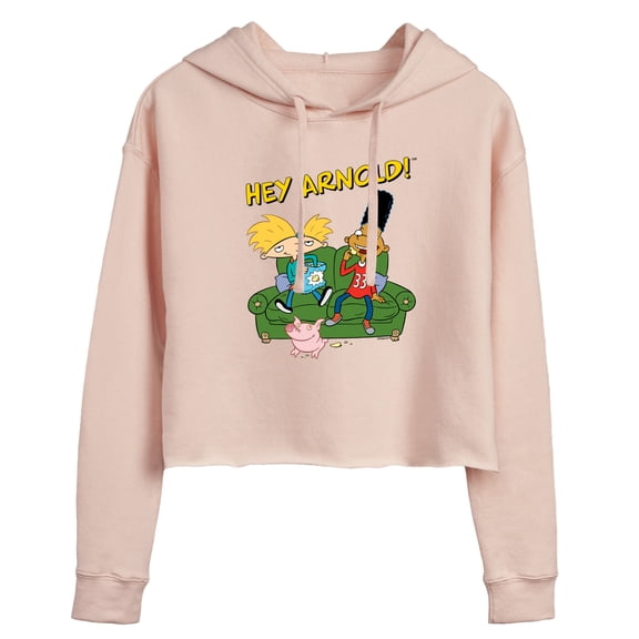 Hey Arnold! - Arnold, Gerald, and Abner - Juniors Cropped Pullover Hoodie