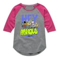 thumbnail image 1 of Hey Arnold! - Arnold Spray Paint 96 - Toddler And Youth Girls Raglan Graphic T-Shirt, 1 of 5