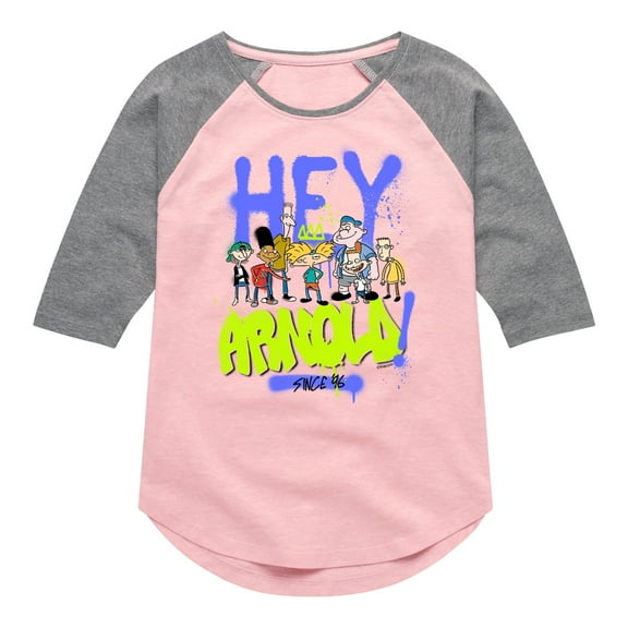 Hey Arnold! - Arnold Spray Paint 96 - Toddler And Youth Girls Raglan Graphic T-Shirt
