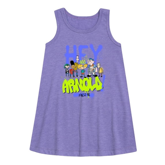 Hey Arnold! - Arnold Spray Paint 96 - Toddler and Youth Girls A-line Dress