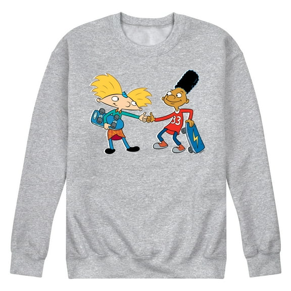 Hey Arnold! - Arnold and Gerald Skateboard - Men's Crew Neck Fleece Pullover